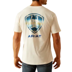 Ariat Men's Aztec Shield Logo T-Shirt in Off White