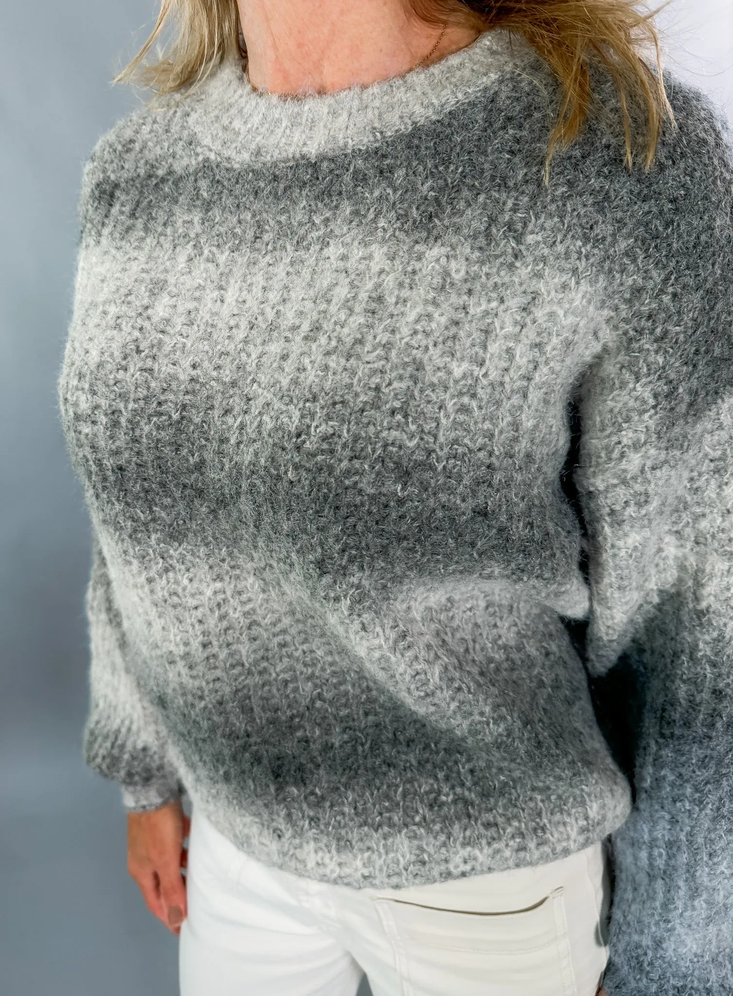 Boston Grey Stripe Sweater