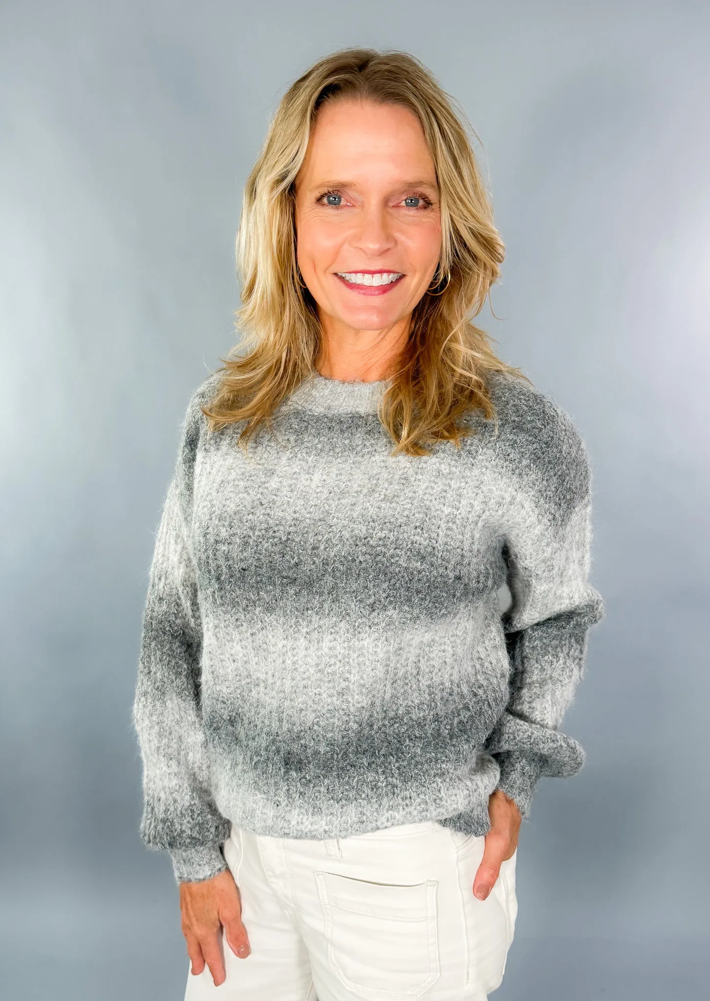 Boston Grey Stripe Sweater