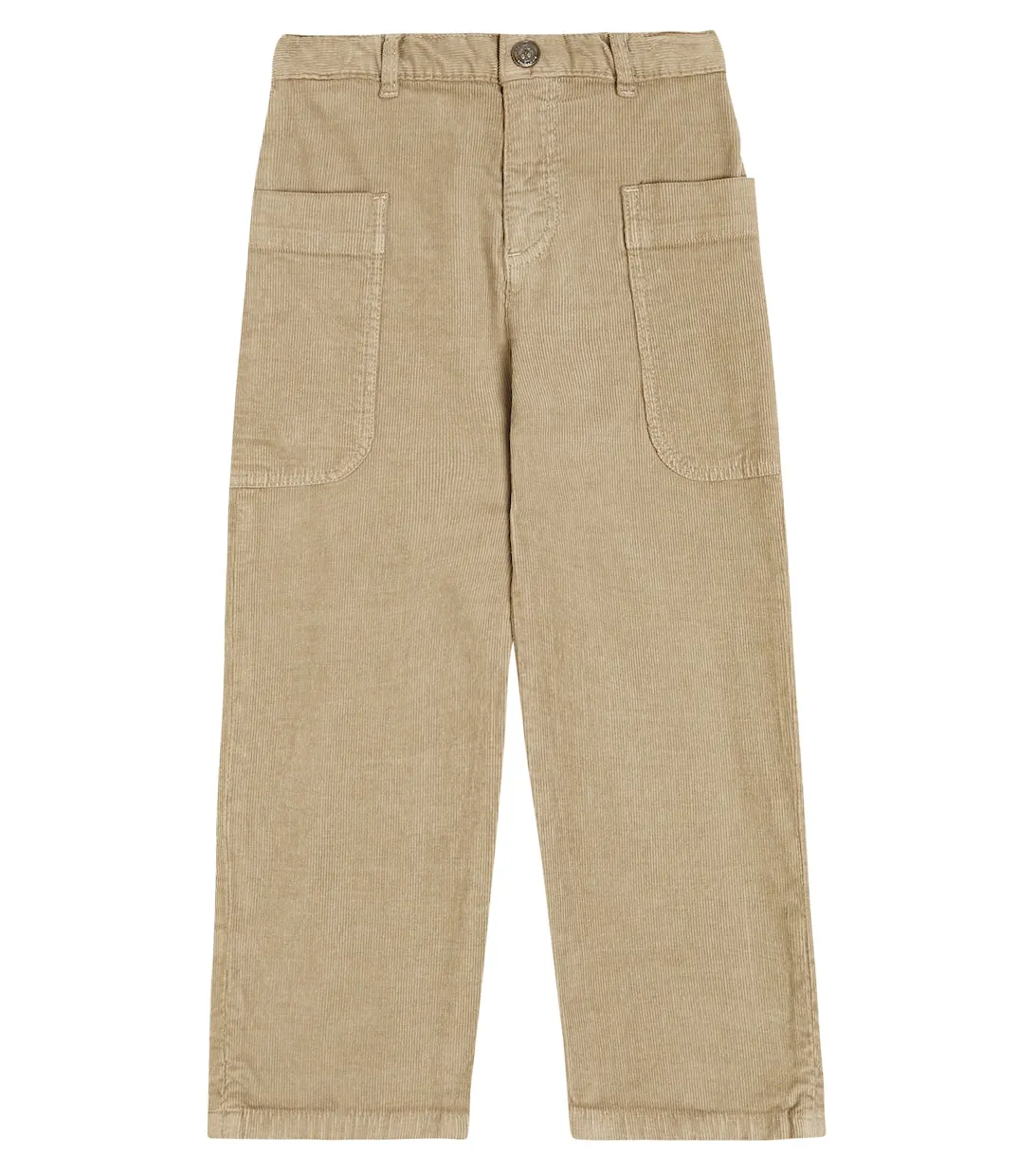 Corduroy straight leg trousers with eyelets Bonpoint, brown