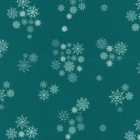 Cozy Wonderland - Snowflake Fall Teal Yardage