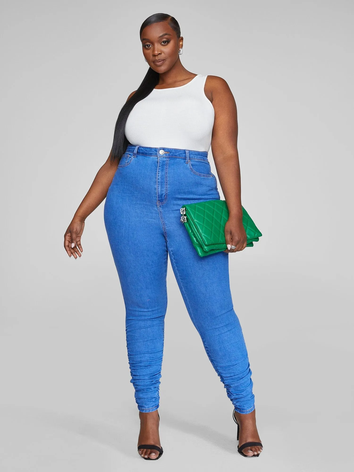 Fashion To Figure - Ultra High Rise Skinny Jeans with Ruching Detail