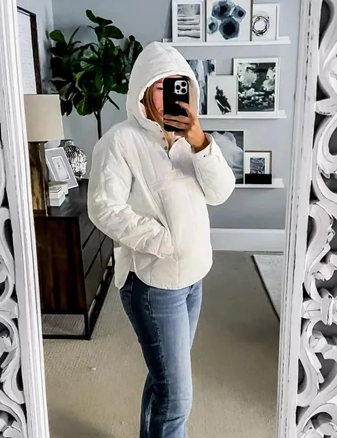 Flygo Womens Oversized Puffer Jacket Packable Quilted Pullover Jackets Hoodies Lightweight Padded Down Coat