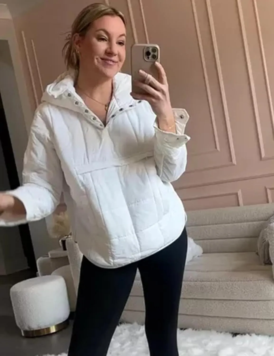 Flygo Womens Oversized Puffer Jacket Packable Quilted Pullover Jackets Hoodies Lightweight Padded Down Coat