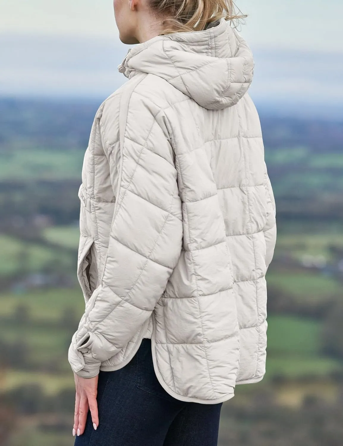 Flygo Womens Oversized Puffer Jacket Packable Quilted Pullover Jackets Hoodies Lightweight Padded Down Coat
