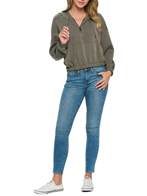 Half Zip Scuba Hoodie - Olive