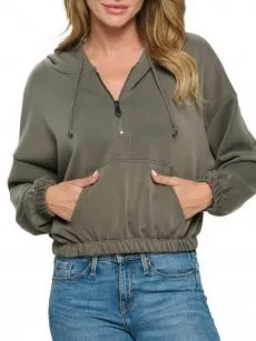 Half Zip Scuba Hoodie - Olive
