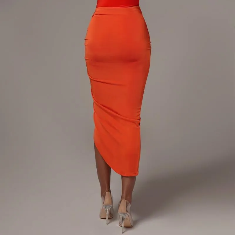 Lace Up Drawstring Midi Skirt