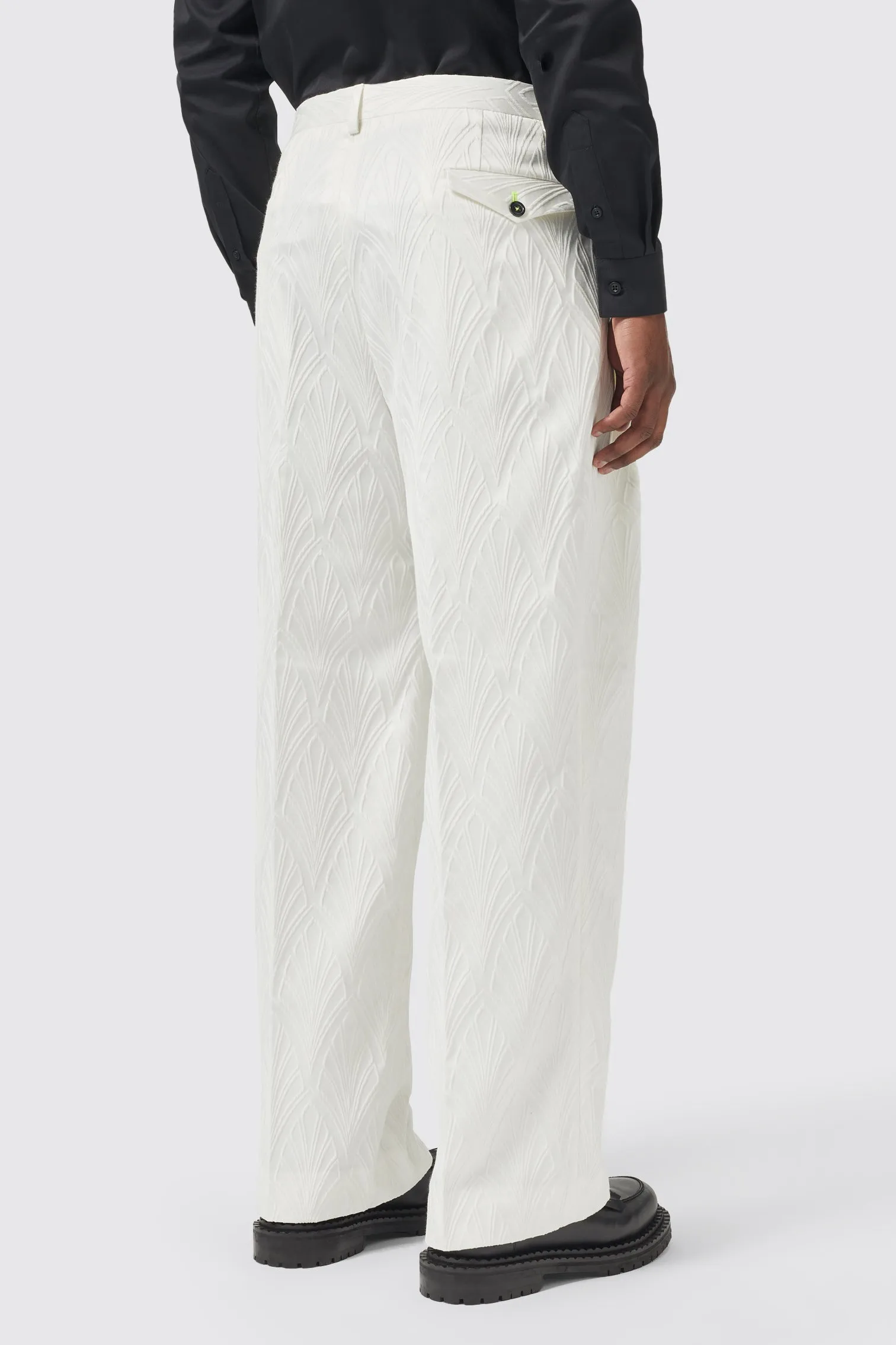 Makowski Straight Leg White Cotton Trouser