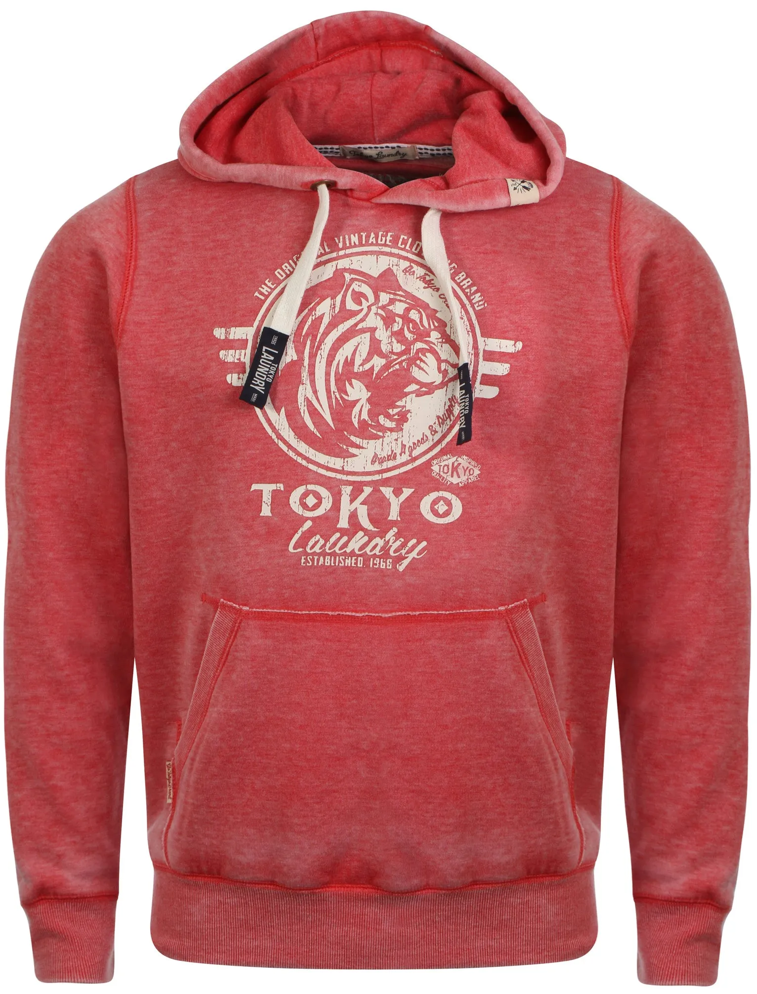 Men's textured crack print red hoodie - Tokyo Laundry