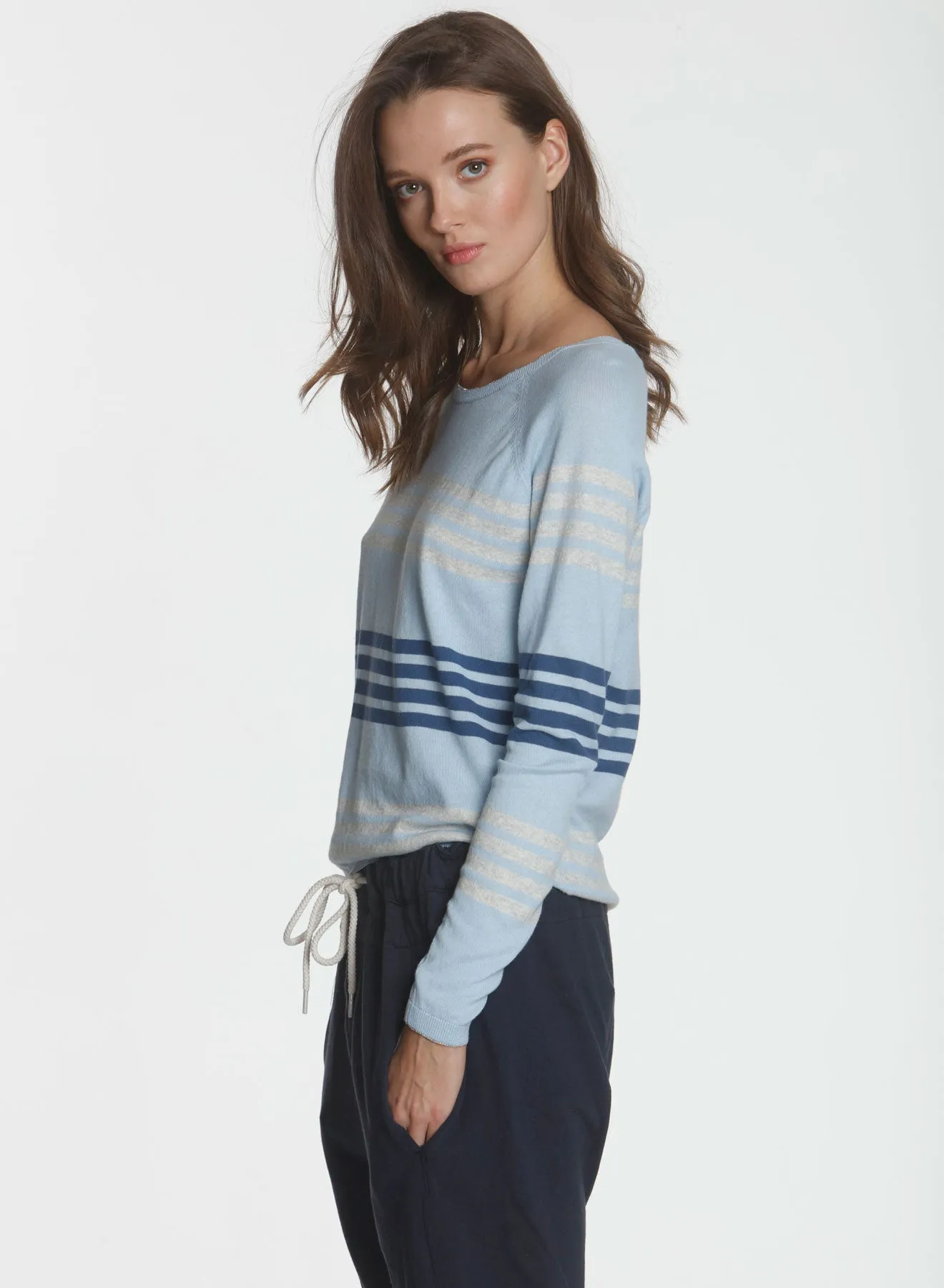Olivia Stripe Crew - Sky