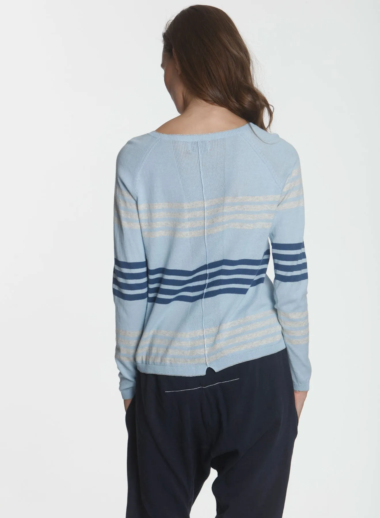 Olivia Stripe Crew - Sky