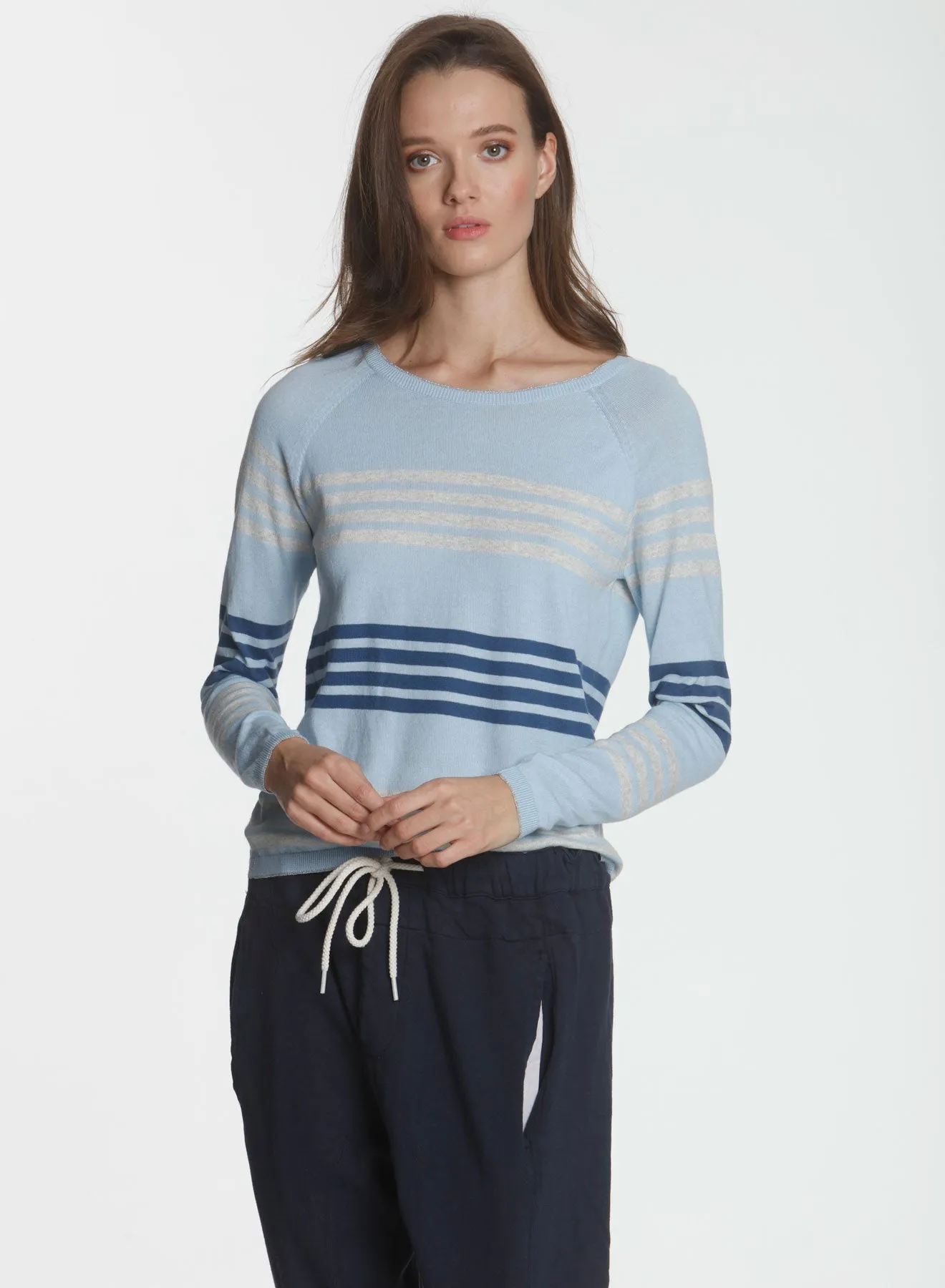 Olivia Stripe Crew - Sky