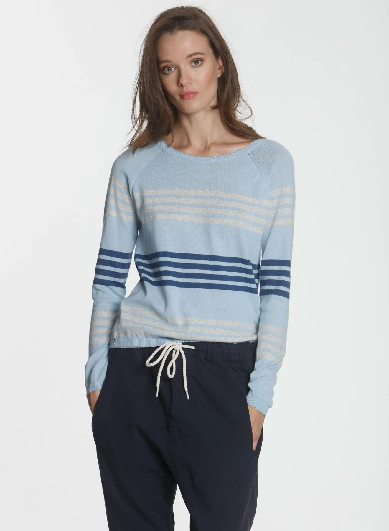 Olivia Stripe Crew - Sky