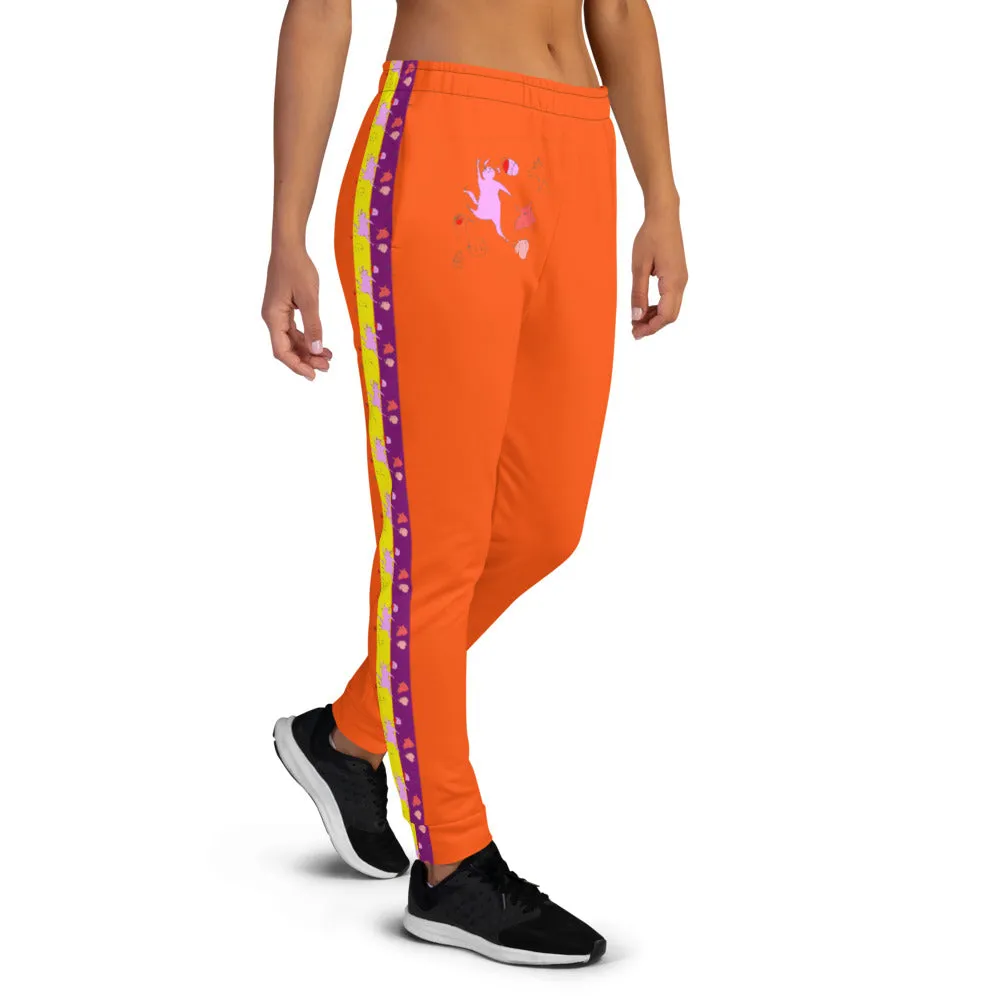 Pink doggy orange, Women's Joggers.