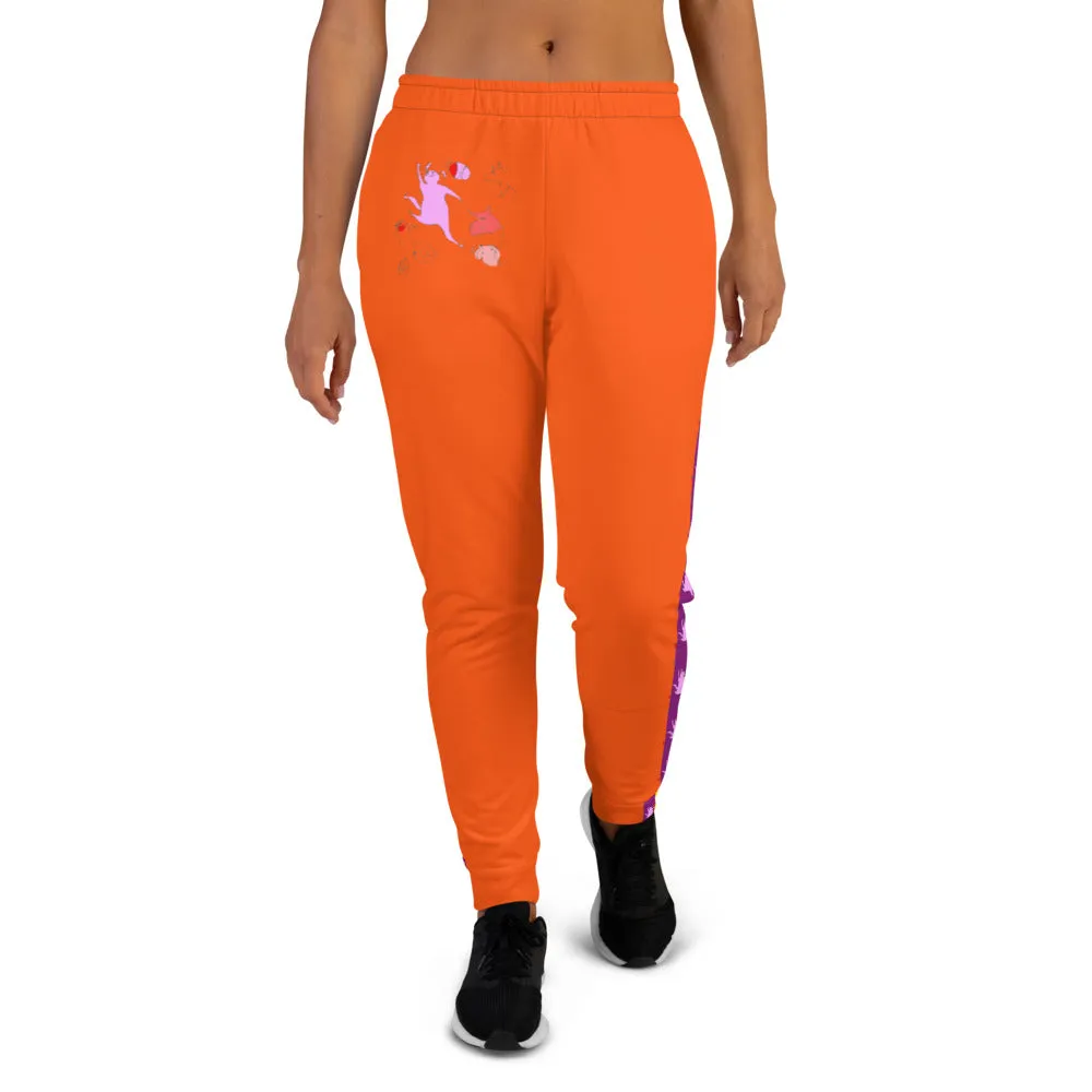 Pink doggy orange, Women's Joggers.