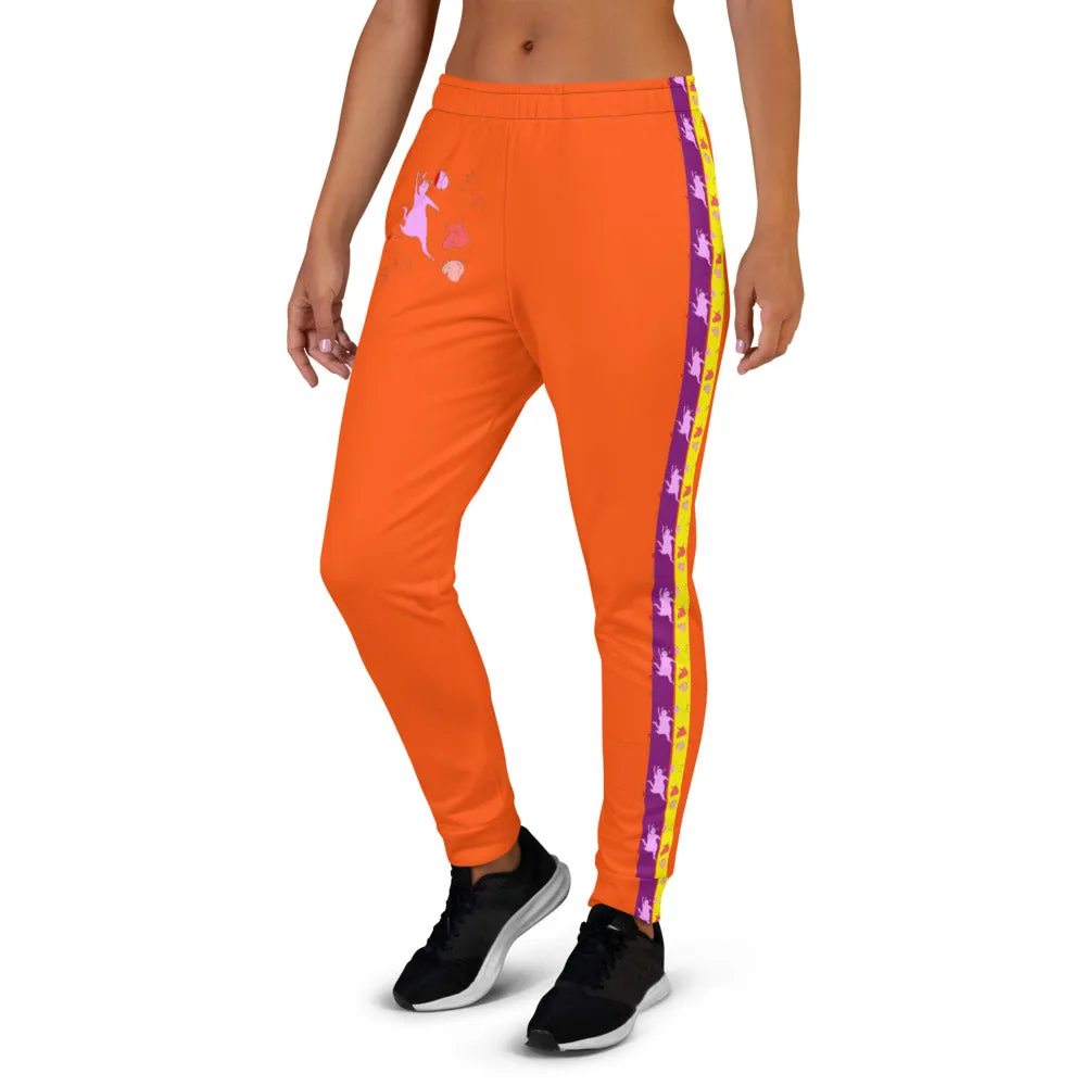 Pink doggy orange, Women's Joggers.