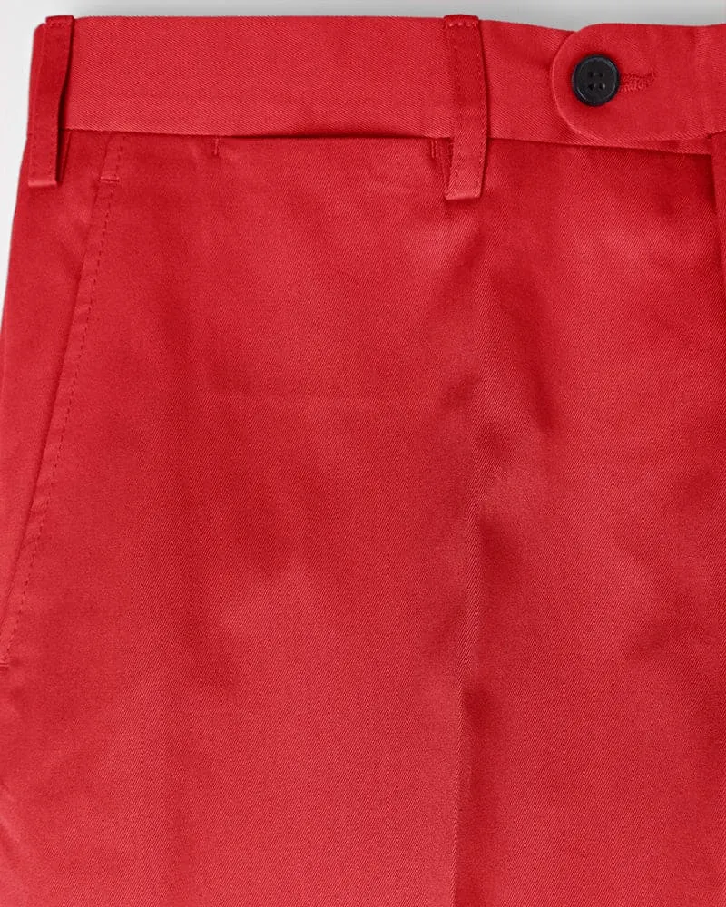 Plain Bright Red Cotton Trousers