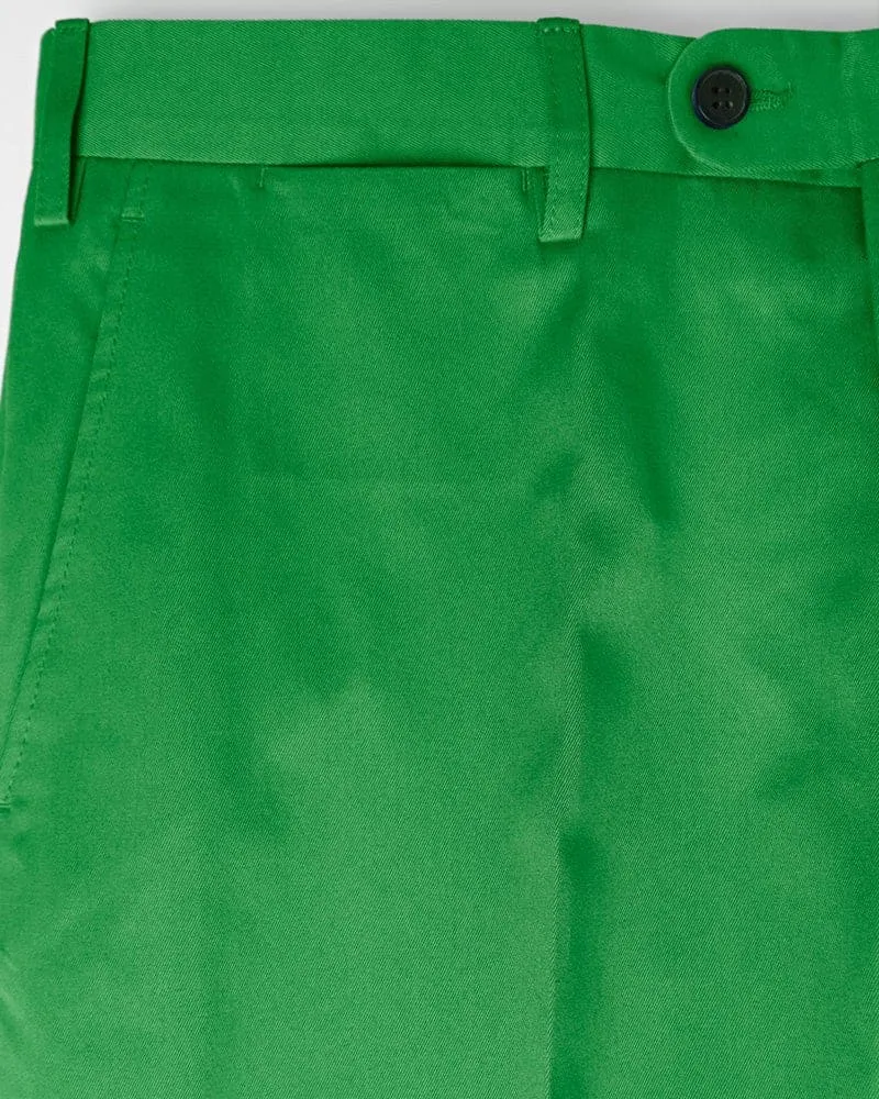 Plain Emerald Cotton Trousers