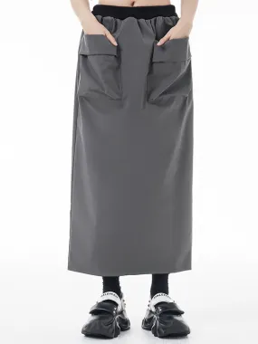 Pleated Pockets Split-Back A-Line High Waisted Skirts Bottoms