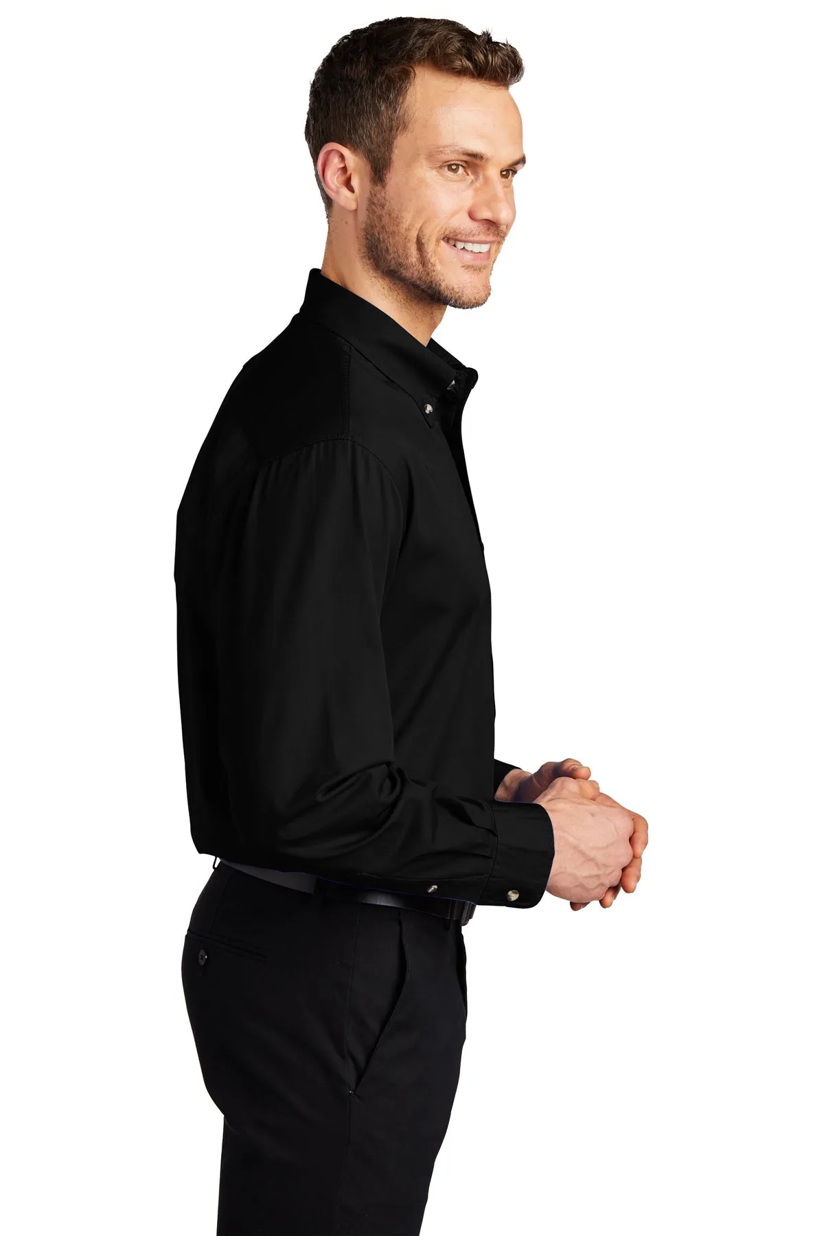 Port Authority Tall Branded Twill Shirts, Black