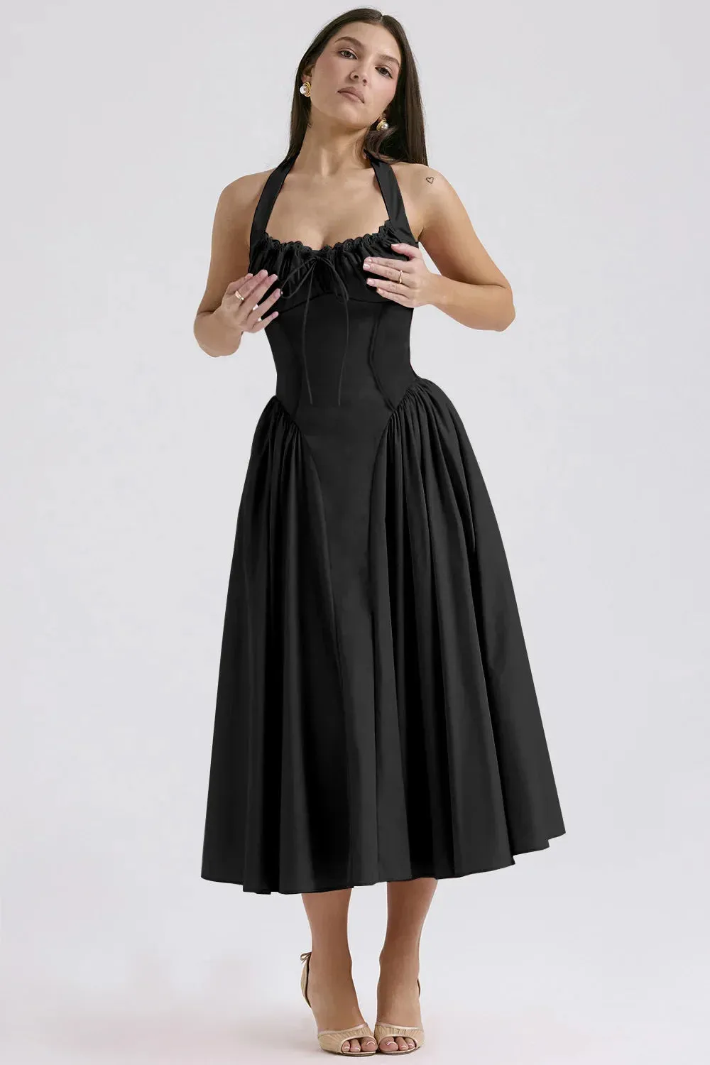 Sexy Backless Maxi 2024 Halter Floral Women Print Vintage Dress Dress