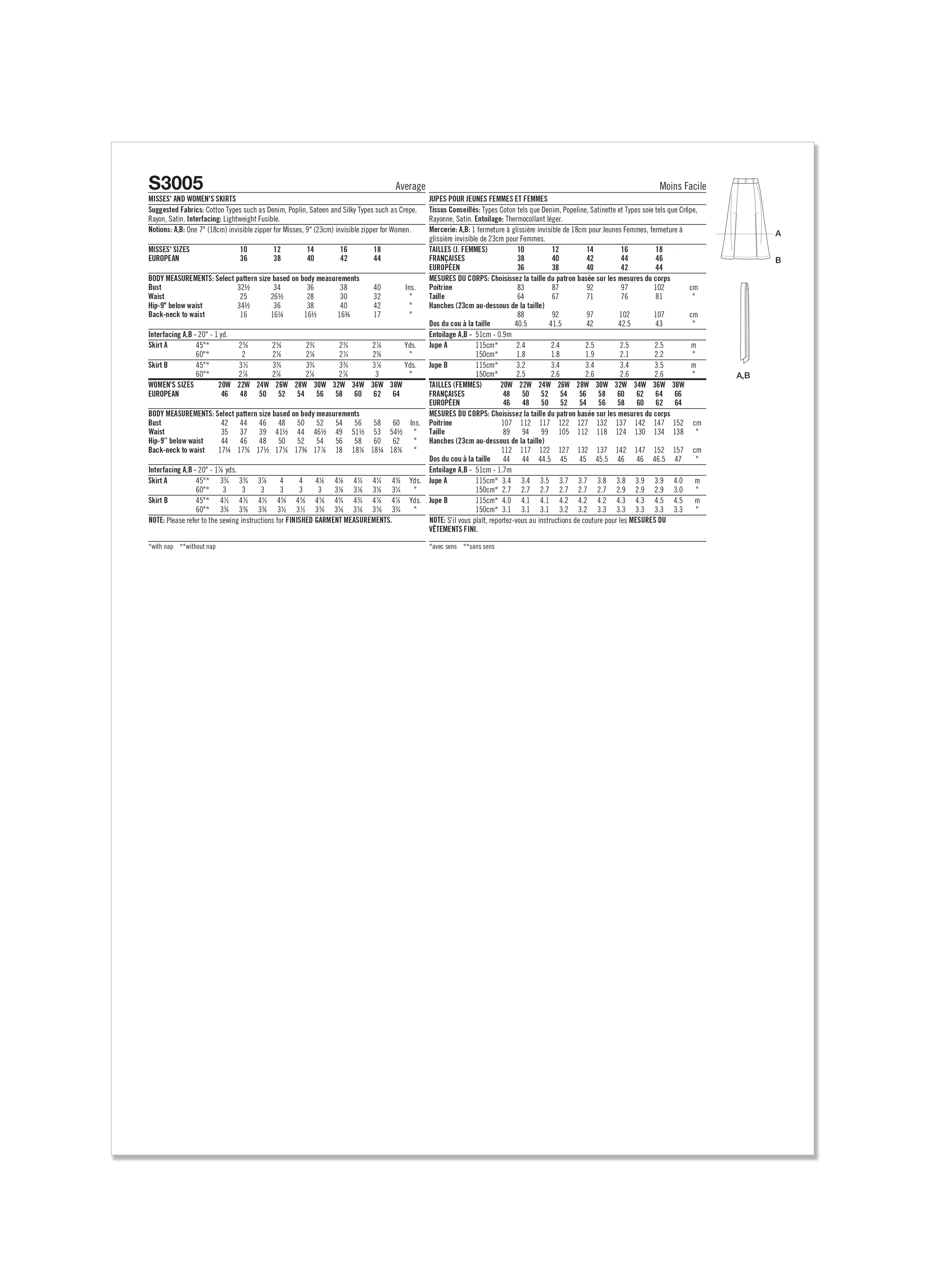 Simplicity Sewing Pattern 3005 Skirts