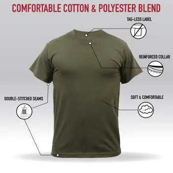 Solid Color Cotton / Polyester Blend Military T-Shirt