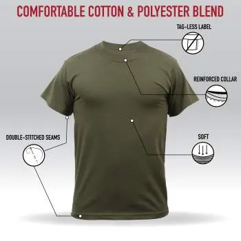 Solid Color Cotton / Polyester Blend Military T-Shirt
