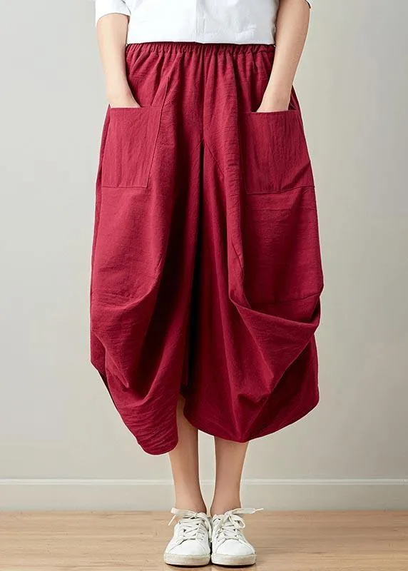 Stylish solid lantern Cotton Linen Skirts Summer
