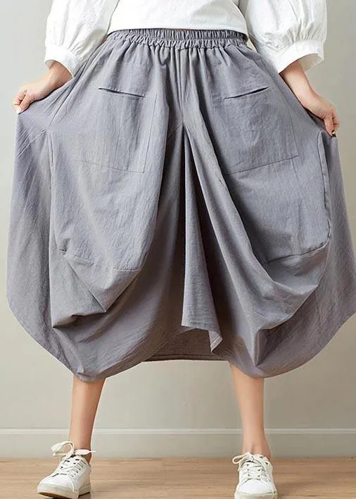 Stylish solid lantern Cotton Linen Skirts Summer