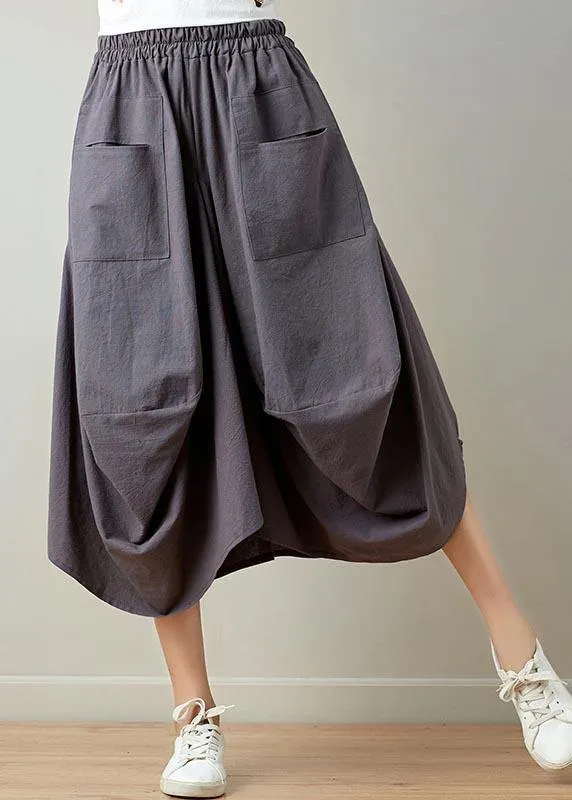 Stylish solid lantern Cotton Linen Skirts Summer
