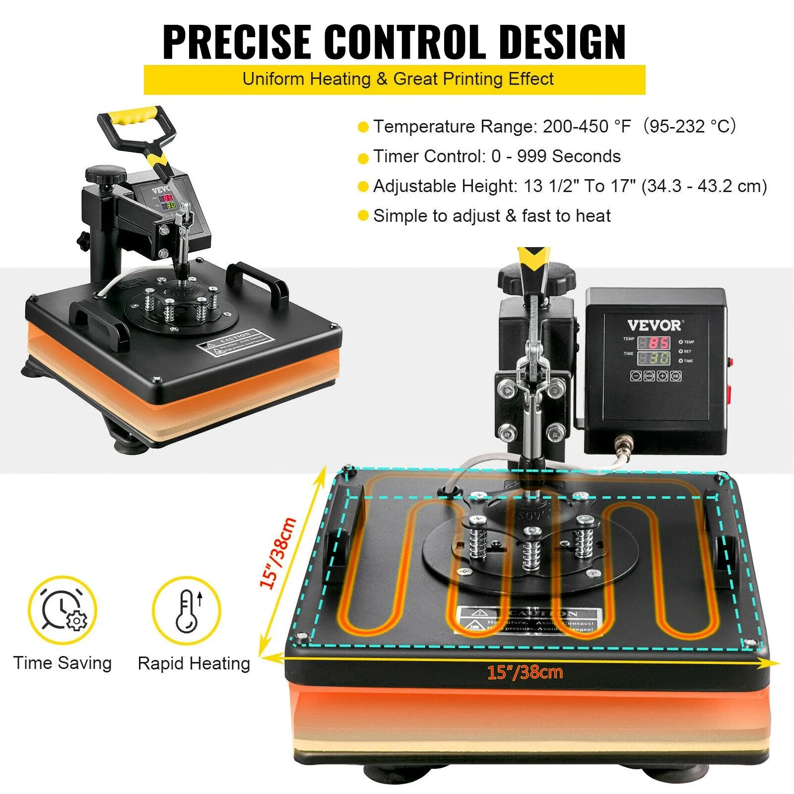 Vevor Heat Press 6-in-1 Sublimation Machine 15" x 15" with 28" Vinyl Cutter Combo New